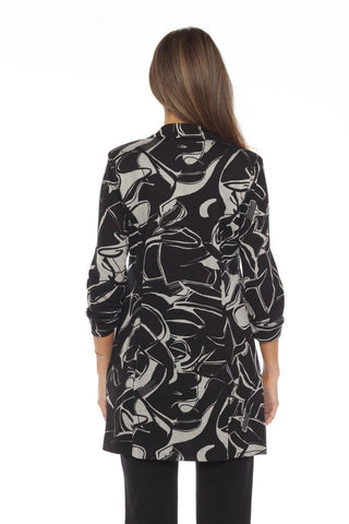Joseph Ribkoff - Abstract Open Front Longline Blazer