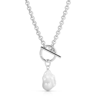 Eklexic - Colar feminino com pingente de pérola barroca e micro real