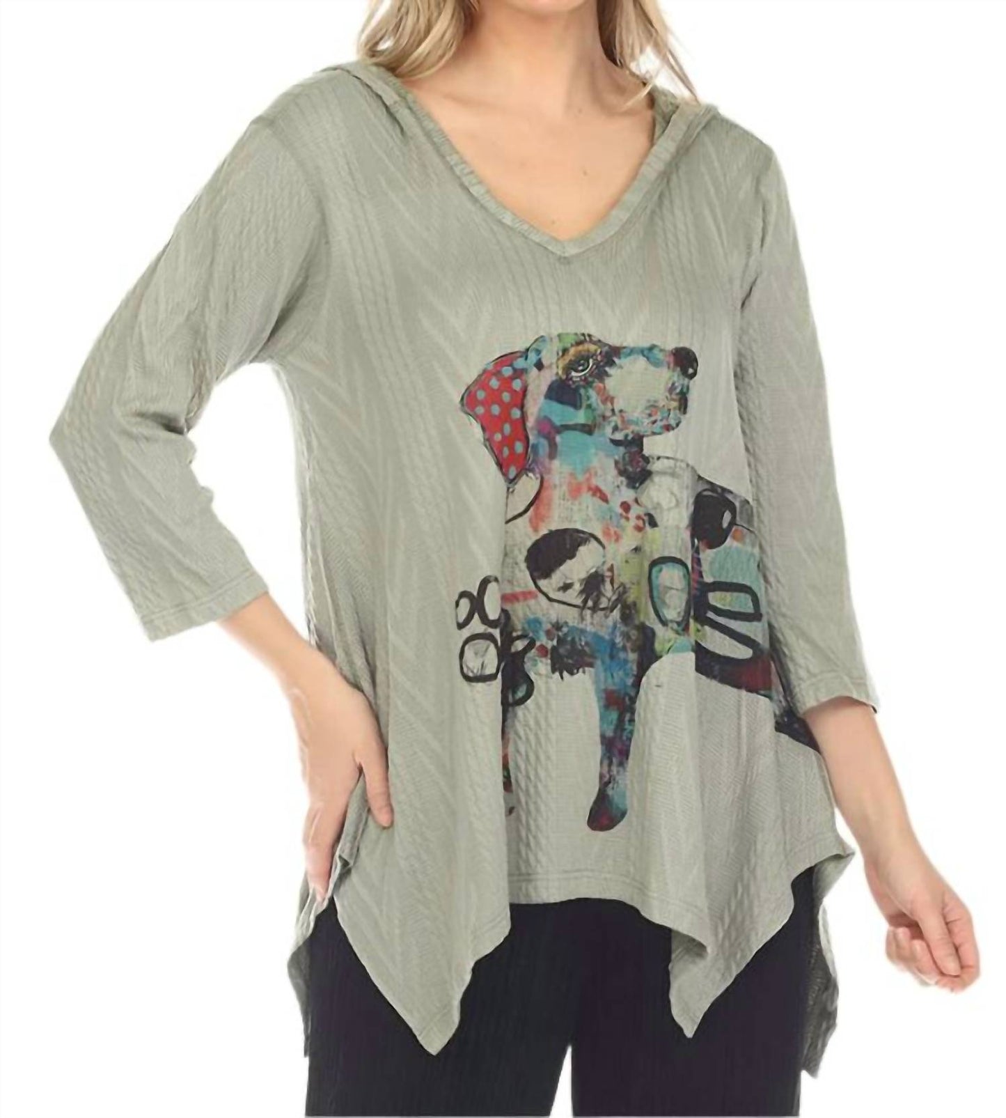 Inoah - V-neck Dog Hooded Tunic