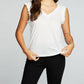 Chaser - Recycled Vintage Jersey Double V Ruffle Muscle Tank