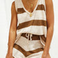 Conjunto de blusa sem mangas com decote em V e shorts com cordão
