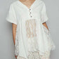 Pol - Lace Panel V Neck Top