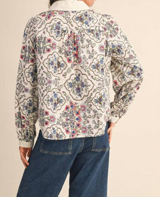 &Merci - Natalie Floral Border Print Button Up Top