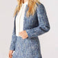 Apricot - Textured Tweed Collarless Blazer