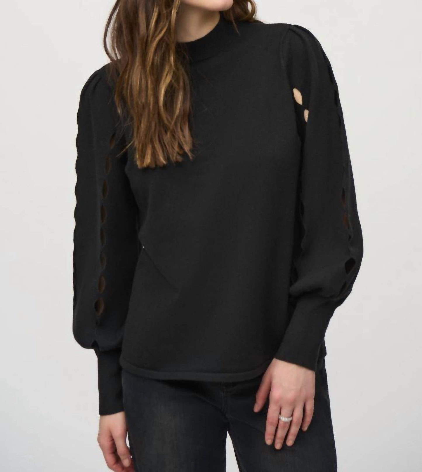 Joseph Ribkoff - Mock Neck Long Puff Sleeve Top