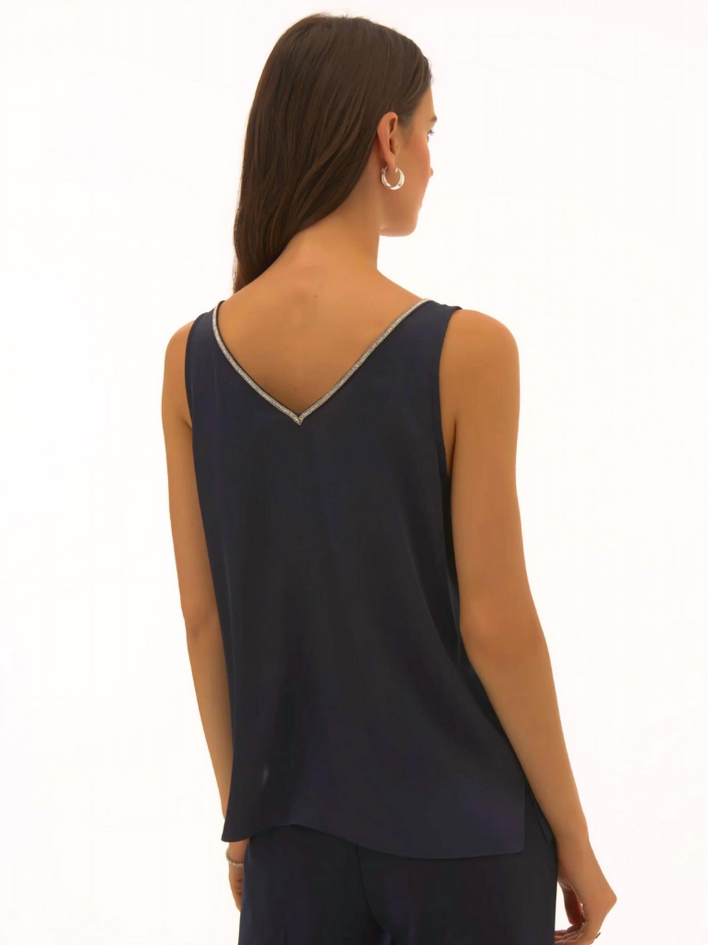 Joseph Ribkoff - Satin Sleeveless With Rhinestone Trim Top