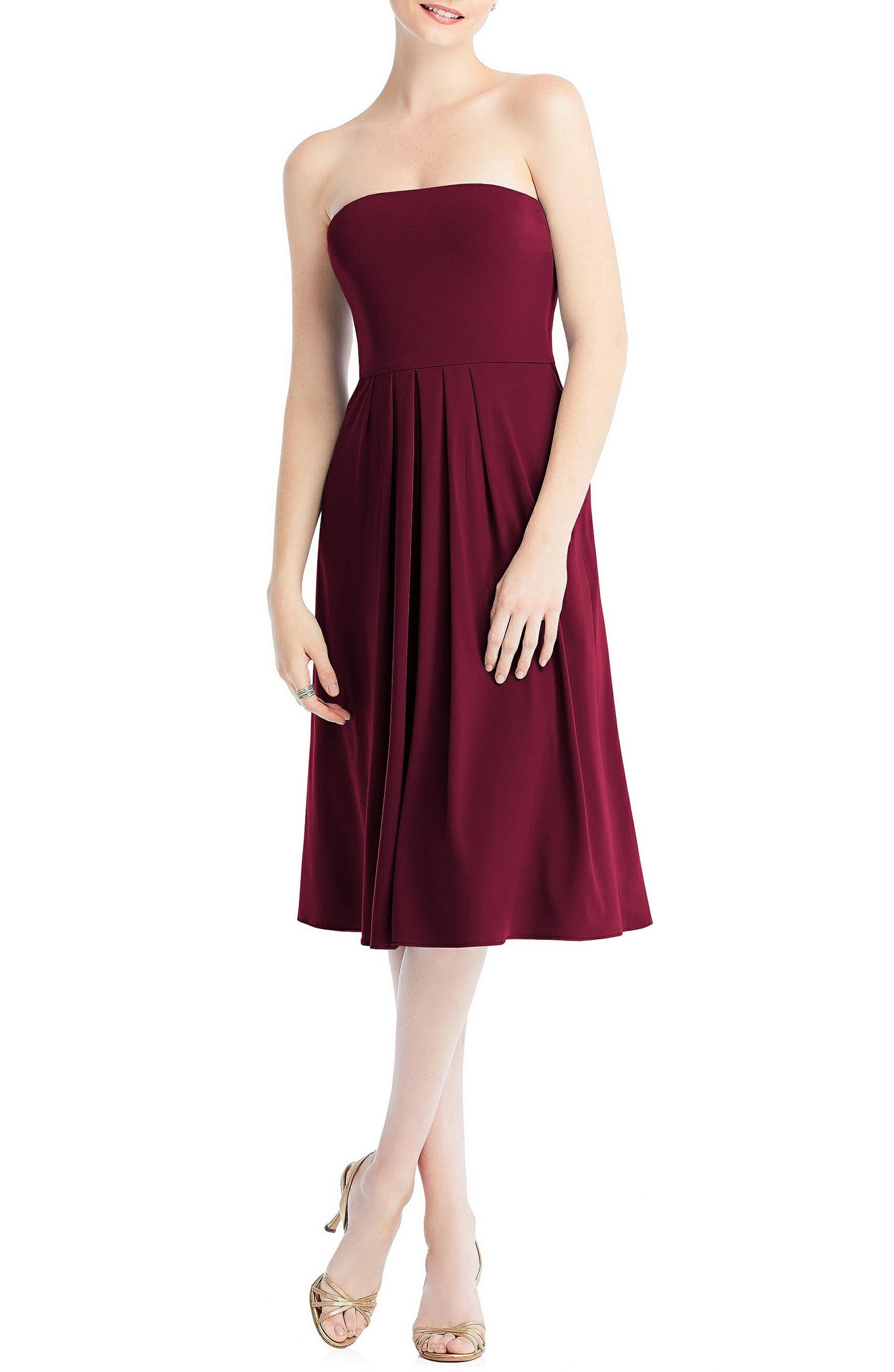Dessy Collection Multi-Way Loop Fit & Flare Dress in Cabernet, Size Medium