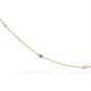 14K Yellow Gold Bezel Set Alternating Green Emerald and Diamond Station Necklace - 18" Inches