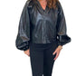 Dolce Cabo - Vegan Leather Button Down Peasant Top