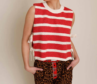 Bibi - Blusa de malha listrada com amarração lateral Glamory