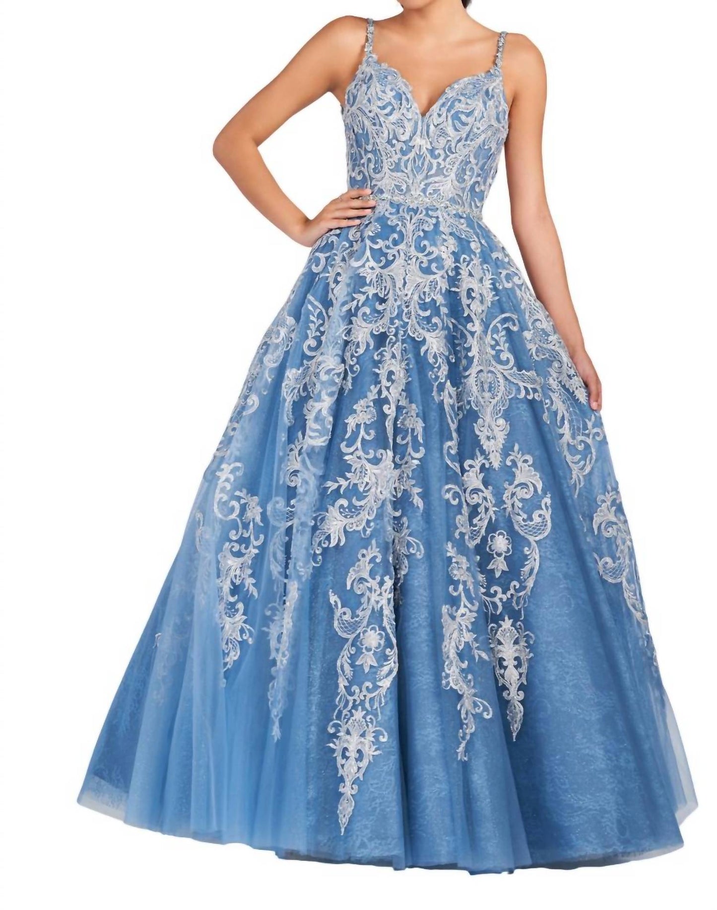 Colette By Daphne - Sweetheart Neck Rhinestone Gown