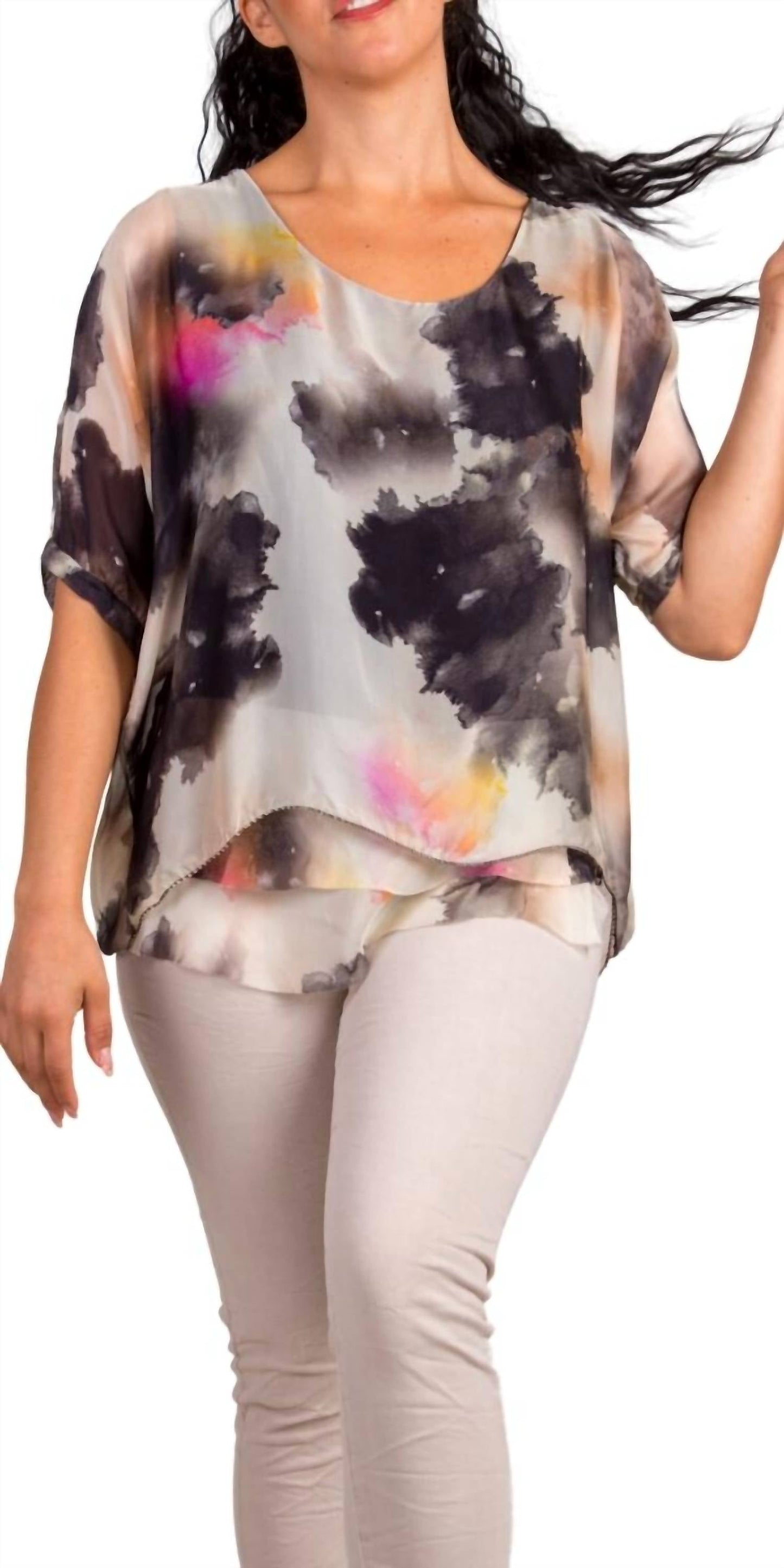 Gigi Moda - Carmelina Watercolor Silk Kaftan