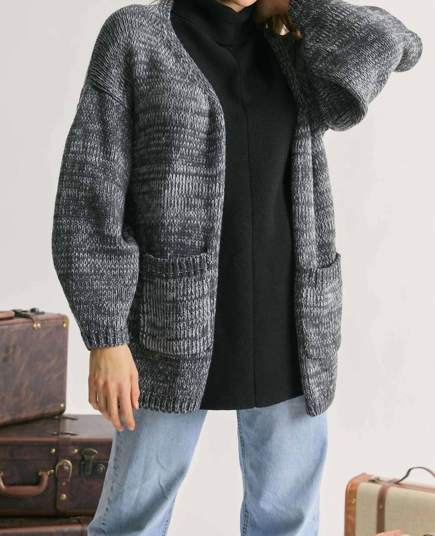 Davi & Dani - Rock & Love Oversized Cardigan With Pockets