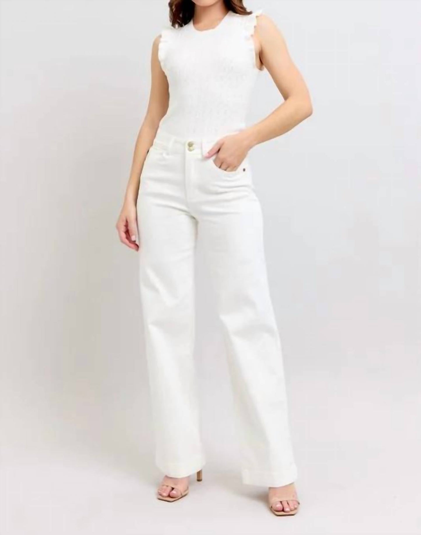 Judy Blue - High Waist Double Button Trouser Wide Jeans