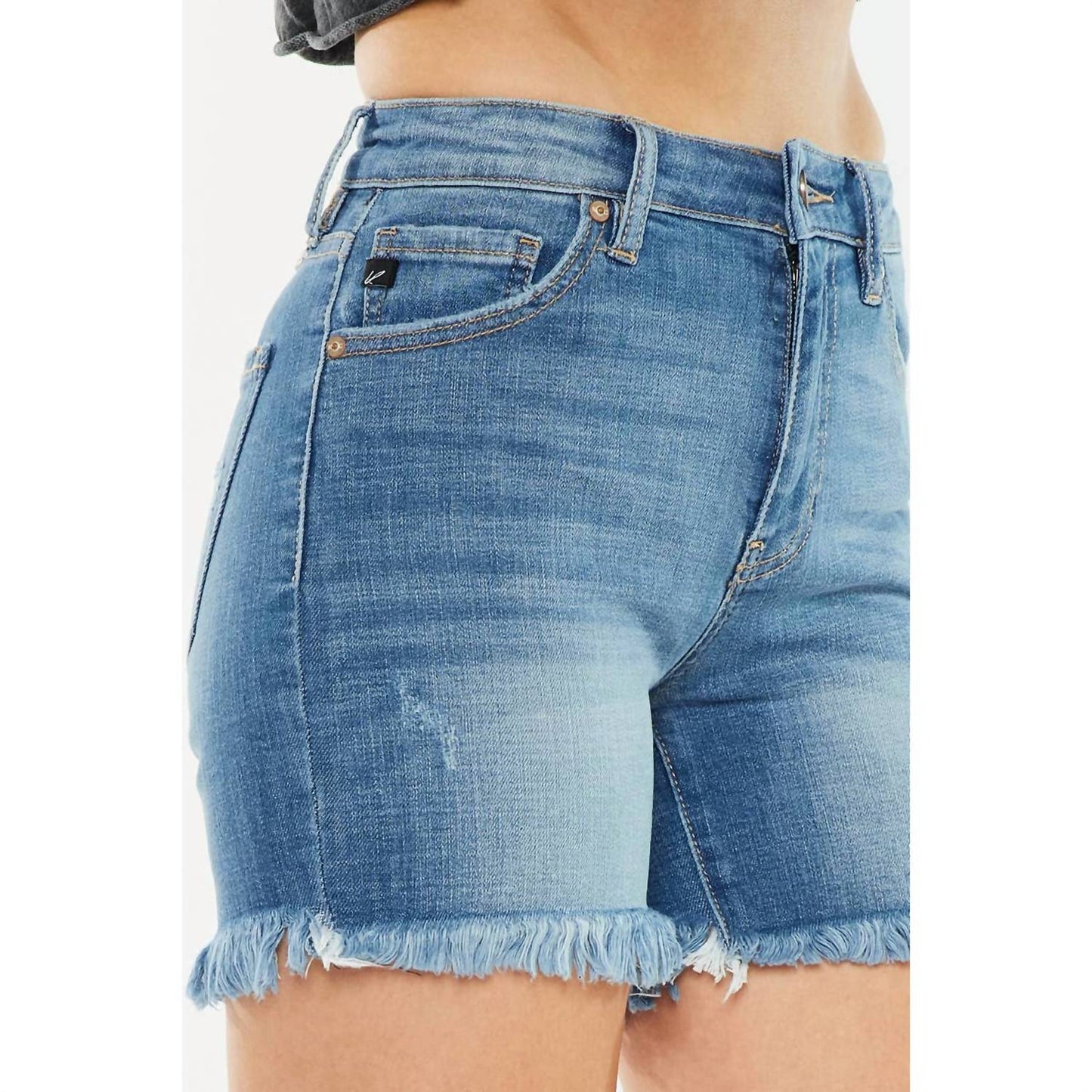 Kancan - Cheyenne High Rise Fray Hem Shorts Jeans