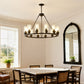 Black Wagon Wheel Chandelier 31.5 Inch Modern Farmhouse Pendant Light