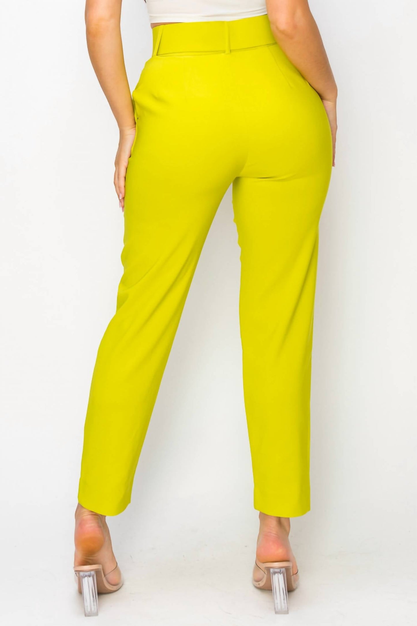 A.C.G. Los Angeles - Women's Ankle Slim Fit Cigarette Pants With Belt