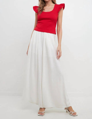 2.7 August Apparel - Blusa de malha canelada com decote em U