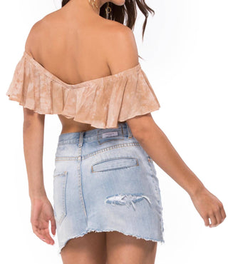 Blue Life - Top de renda Melanie com ombros à mostra