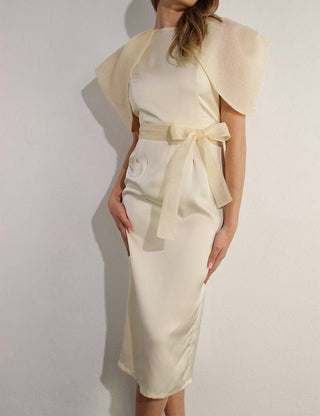 Mulla - Vestido midi com manga transparente grande