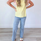 Easel - Chartreuse & Orchid Embroider Knit Top