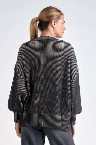 Elan - Cardigan de malha canelada com efeito ombré