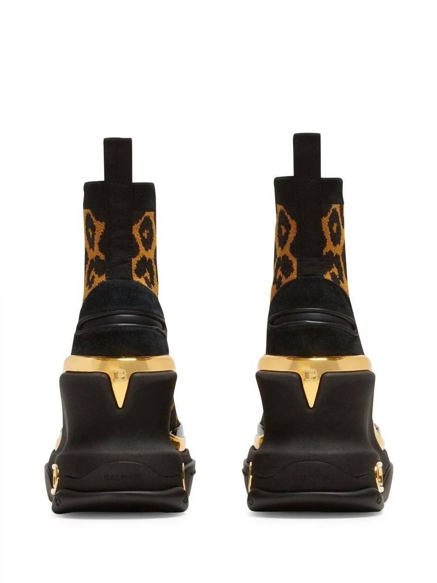 Balmain - Women's Leopard B-bold Wedge High-top Sneakers