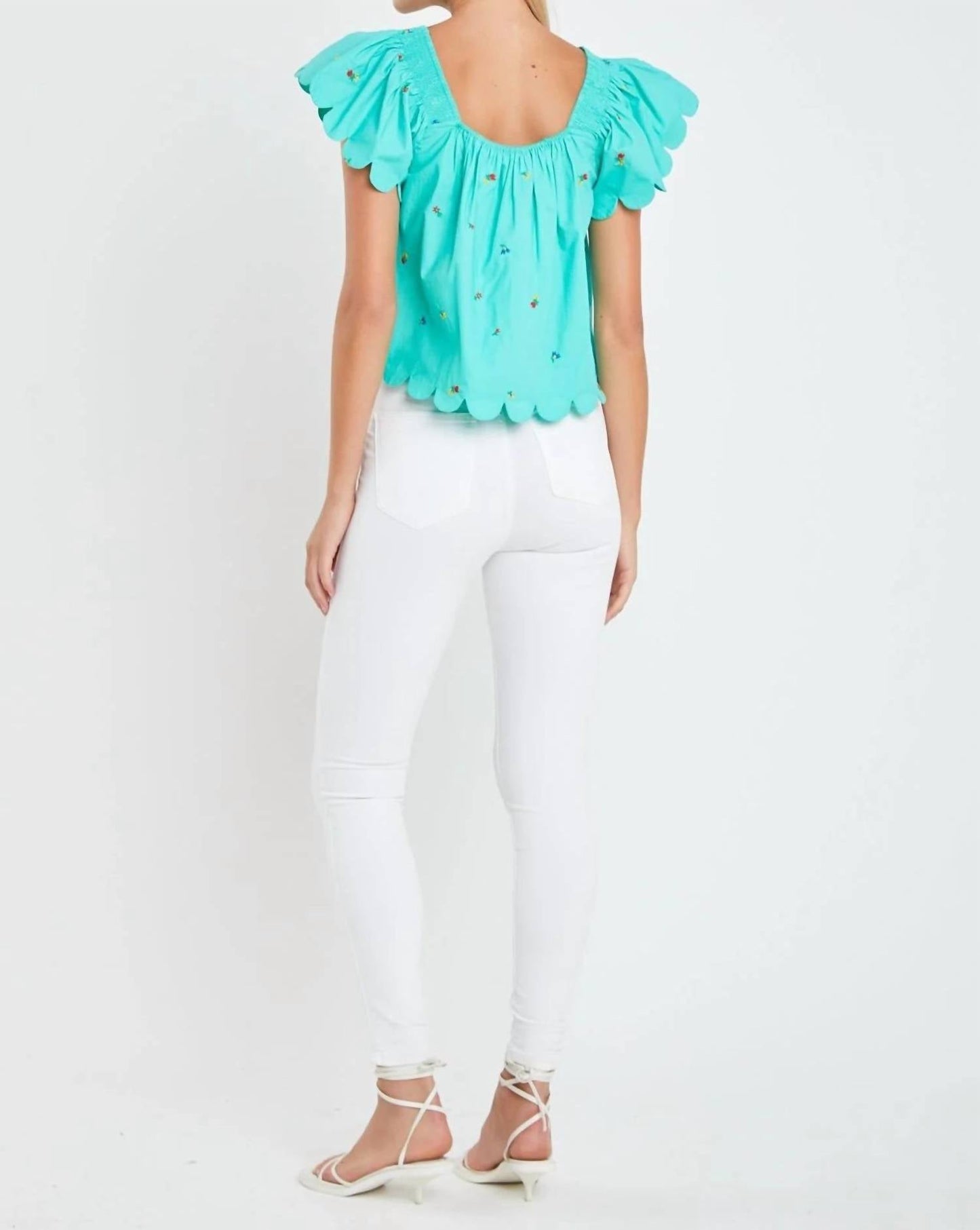 2.7 August Apparel - Women's Scalloped Hem Ruffle Detail Top