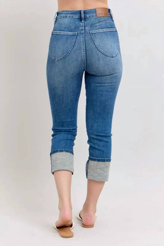 Trendsi - Women's Judy Blue Full Size Skinny Cuff Capris Jeans With Pockets Plus Size