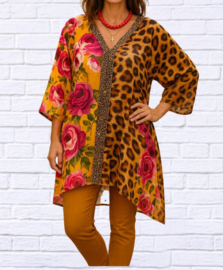 Diva Usa - Demi Chiffon Animal And Floral Blouse