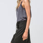 Entro - High Waist Grommet Mini Skirt
