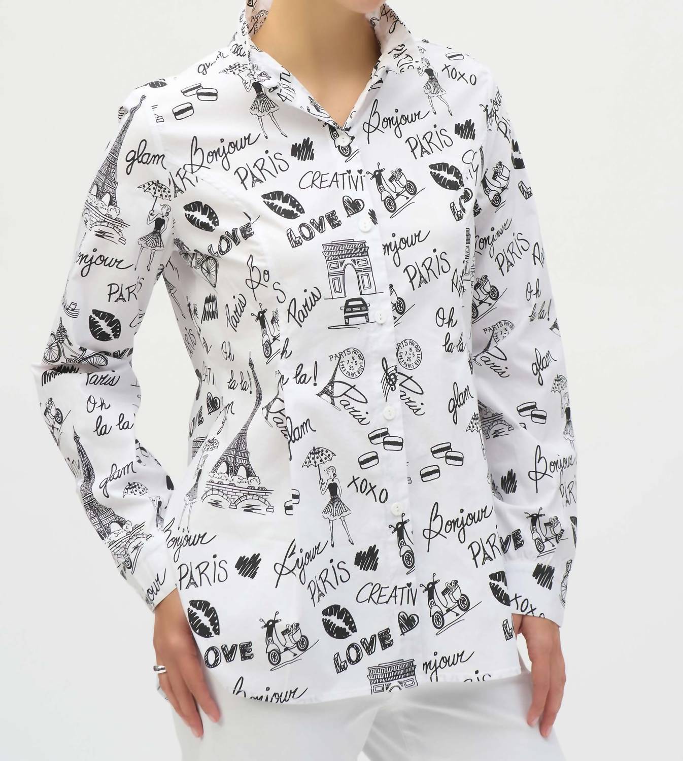 Joseph Ribkoff - Woven Conversational Print Fit And Flare Blouse