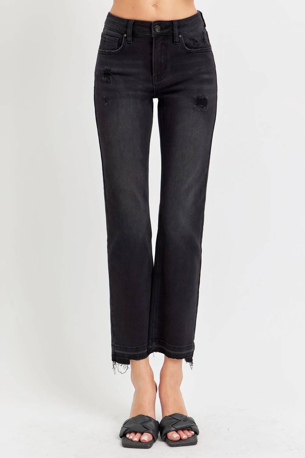 Risen - Mid Rise Ankle Straight Leg Jeans