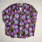 Colorblock - Floral Sleeveless Quarter Button Front Blouse