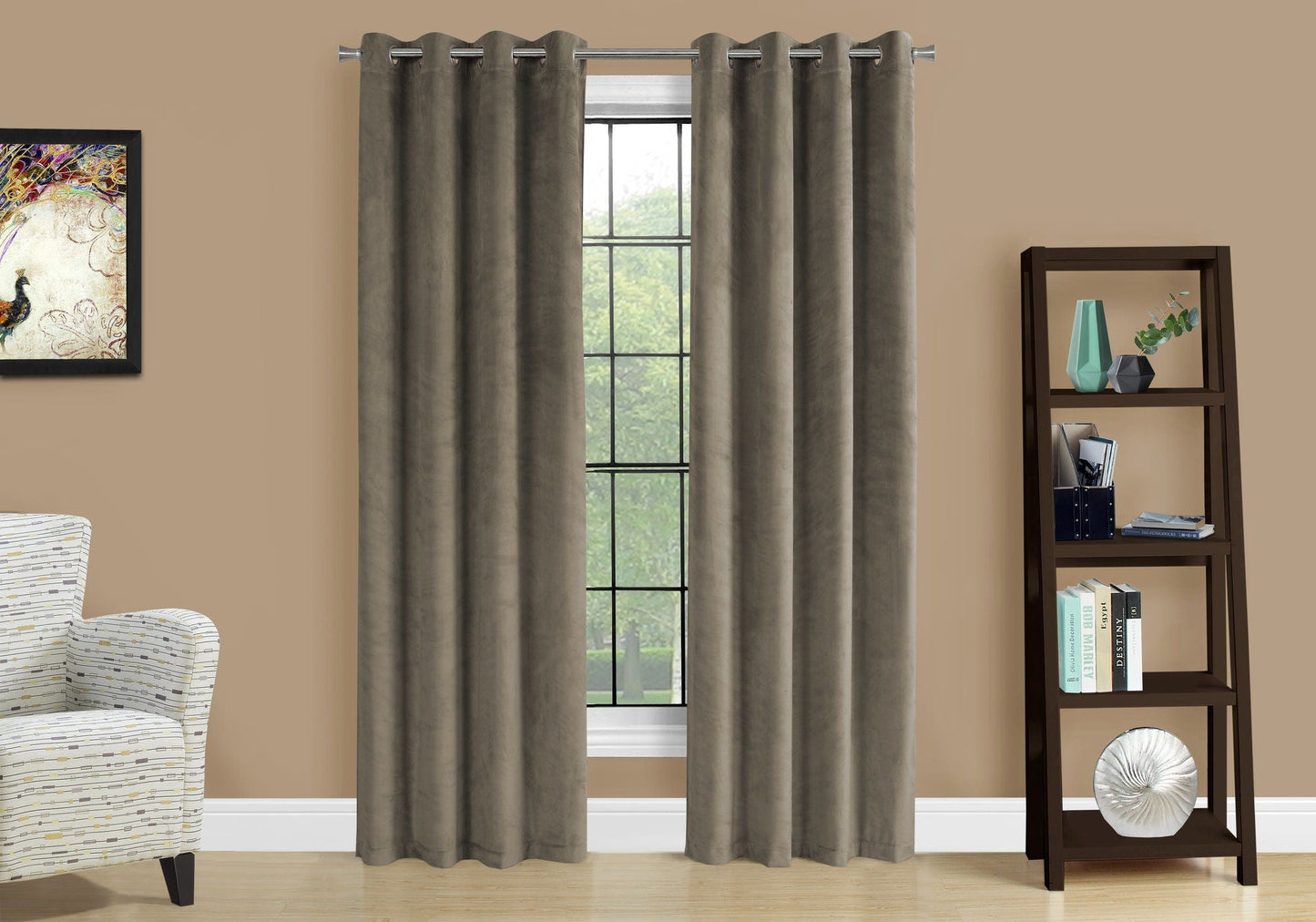 2 Pieces Set Room Darkening Curtain Panels with Grommet - Contemporary Style