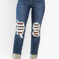Judy Blue - “charlotte” Midrise Buffalo Plaid Patch Destroyed Boyfriend Jeans