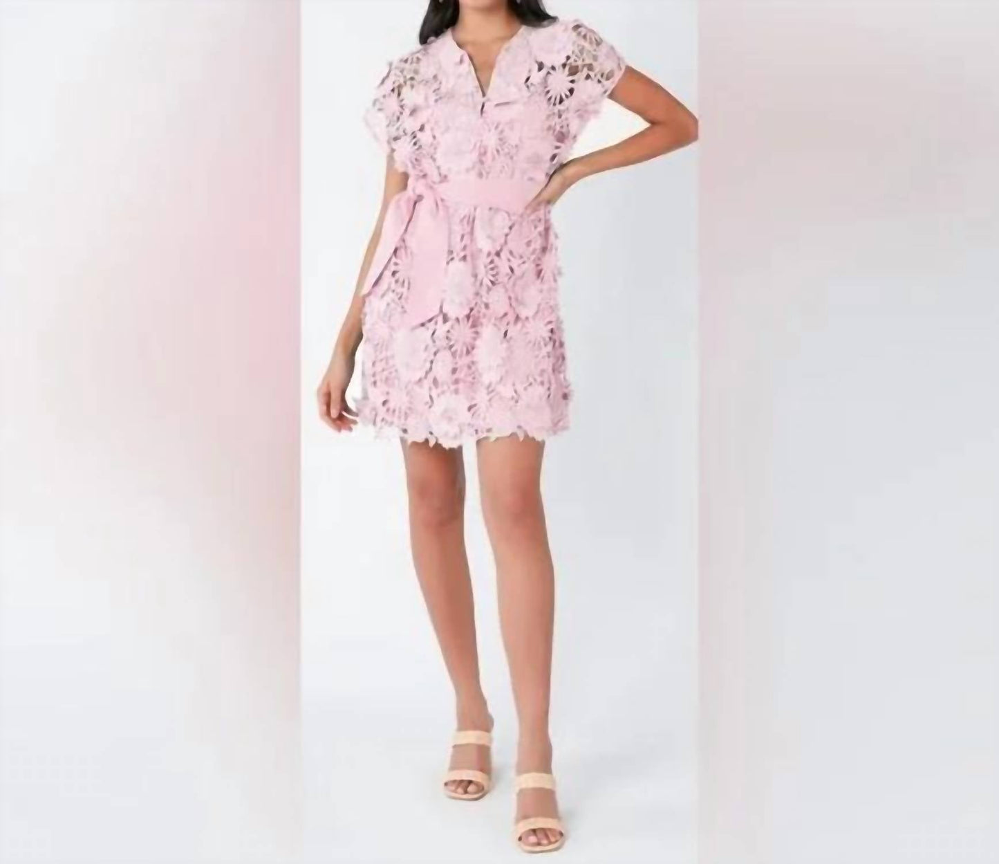 Abbey Glass - 3d Lace Mini Dress