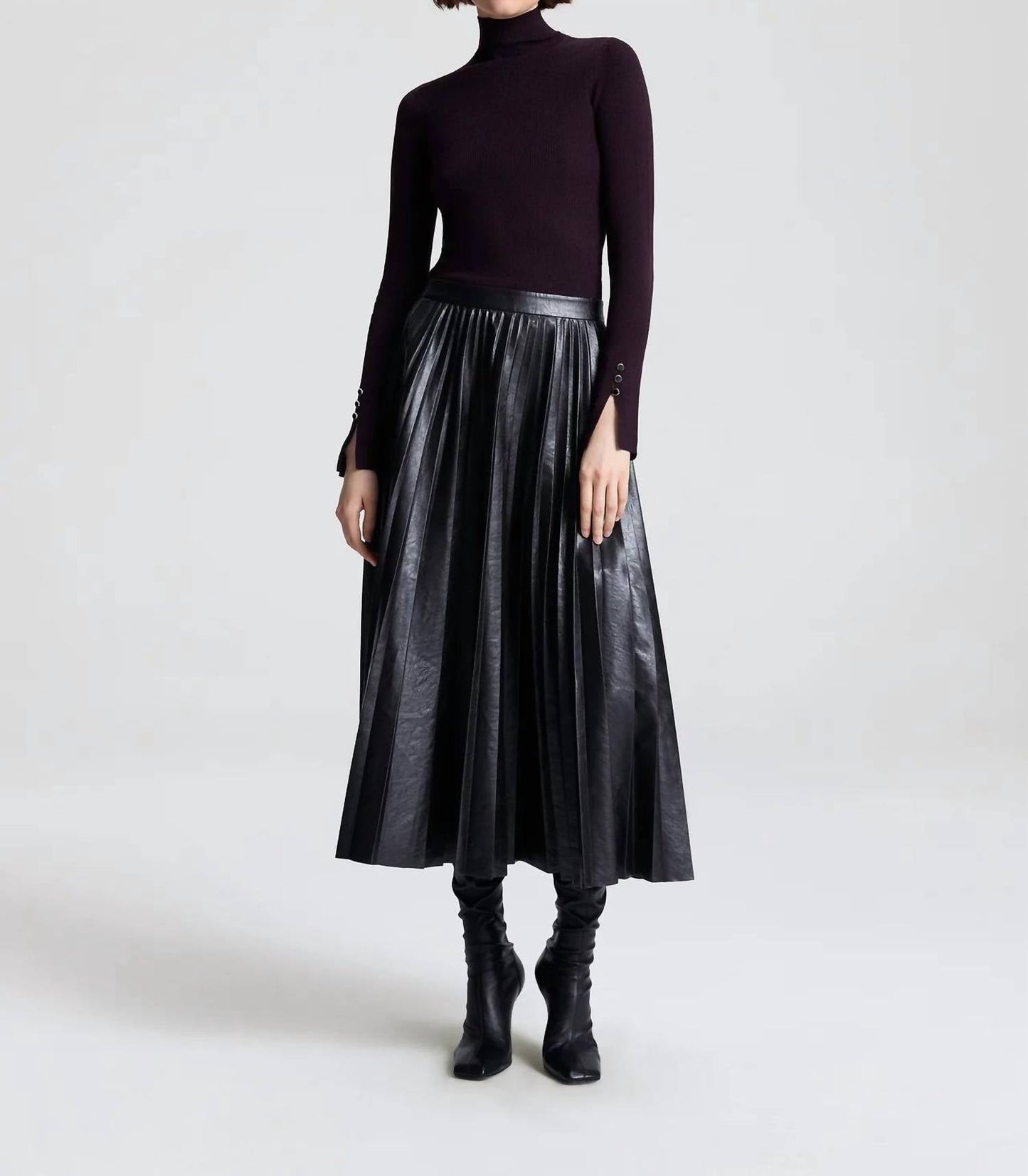 A.L.C. - Etta Vegan Leather Midi Skirt