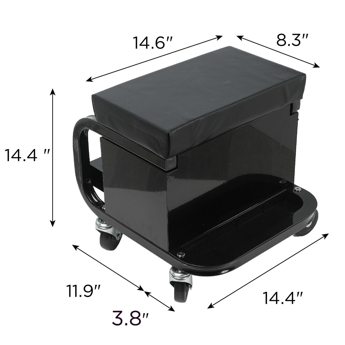 Rolling Creeper Garage Seat With 3 Built-In Drawers