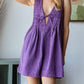 Veveret - Front Pleated V Neck Sleeveless Denim Romper