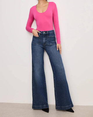 Good American - Calça Jeans Palazzo Good Waist