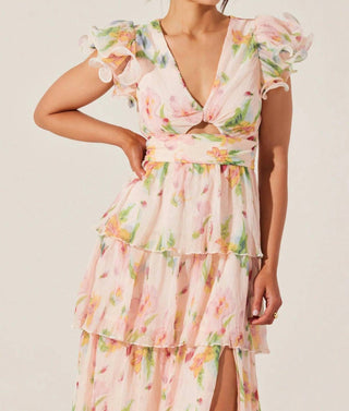 Astr - Vestido longo floral em camadas Emporia