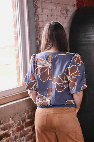 Voy - Fae Contrast Band Detailed Floral Embroidery Top