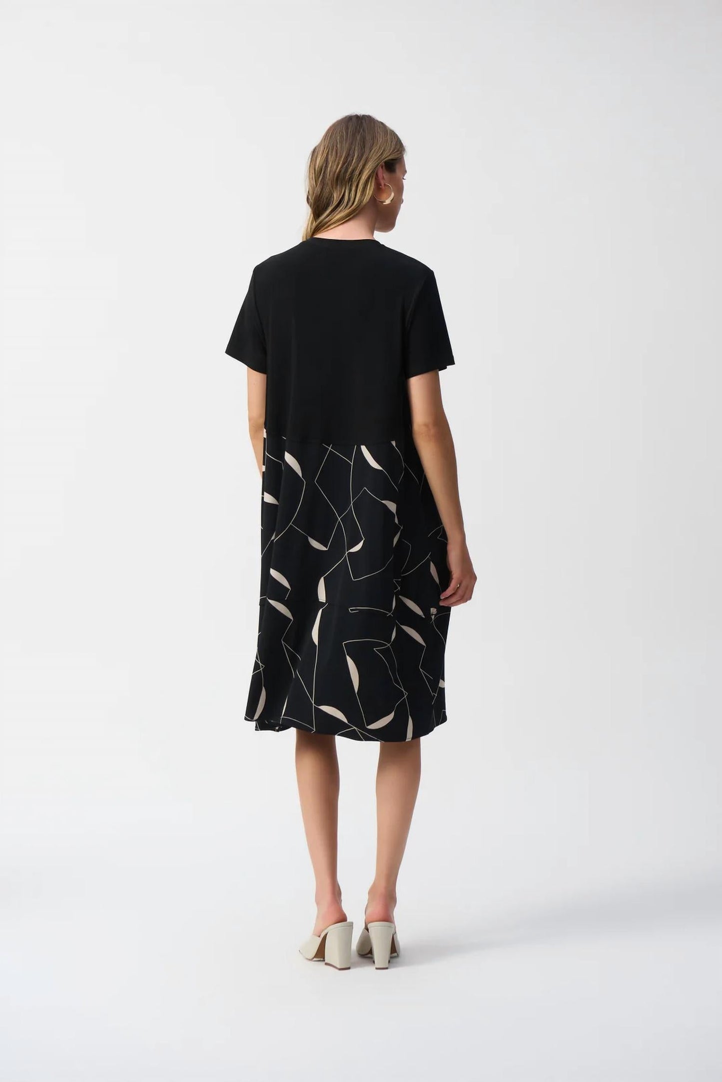 Joseph Ribkoff - Geometric Print Short Sleeve Midi Dress