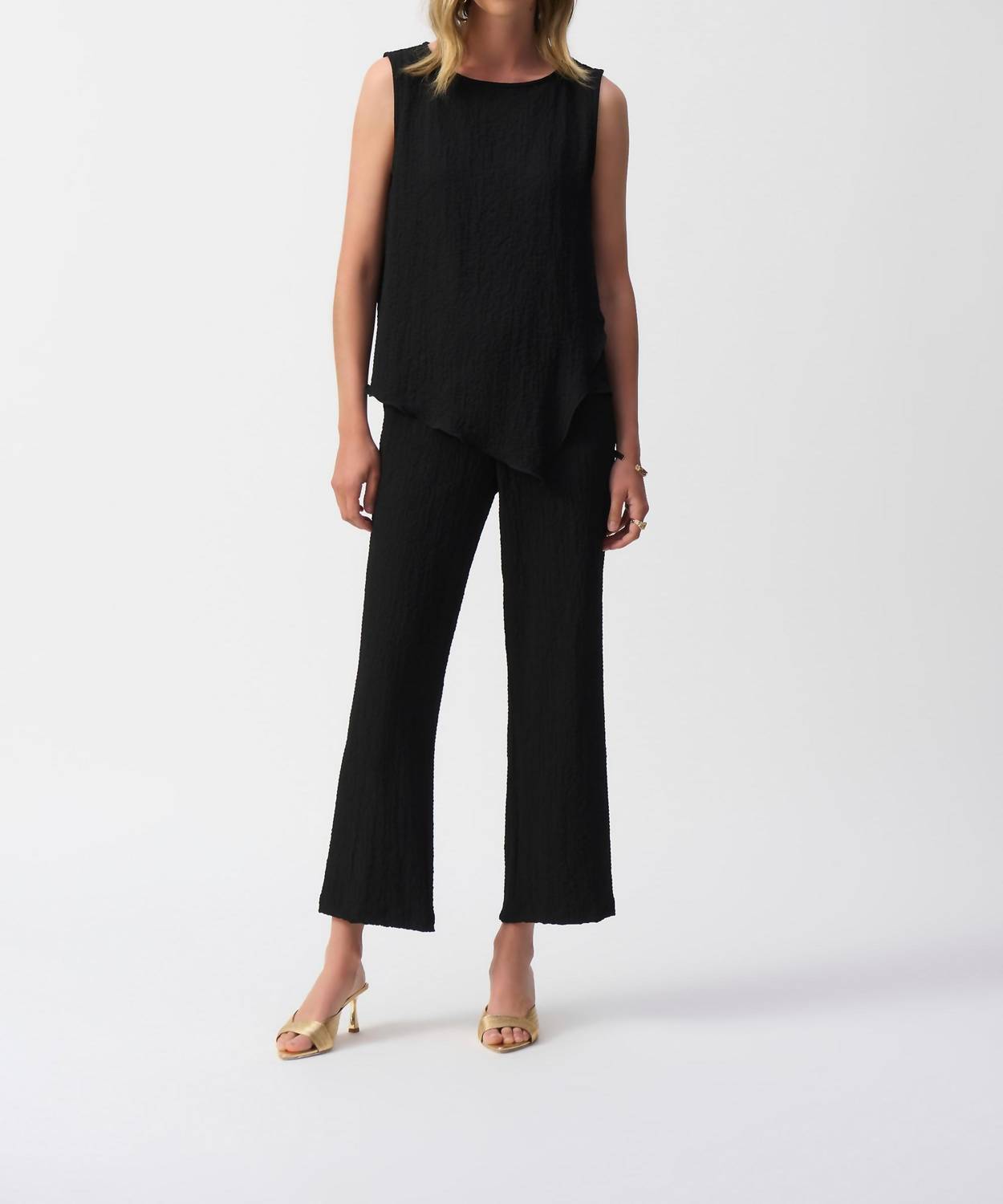 Joseph Ribkoff - Boat Neck Sleeveless Asymmetric Top