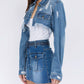 American Bazi - Chic Cropped Distressed Denim Jacket