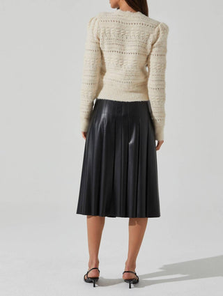 Astr - Vena Pleated Faux Leather Skirt