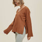 Wishlist - Marled V-neck Sweater With Side Slits