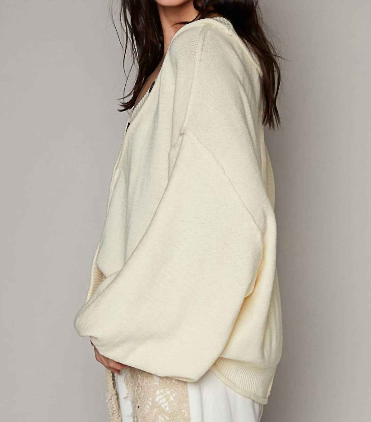 Pol - V-neck Dropped Shoulder Cardigan