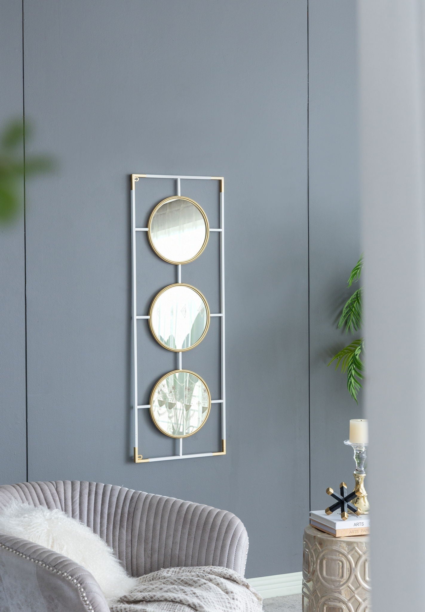 3 Mirror Piece Wall Mirror in Rectangular Frame